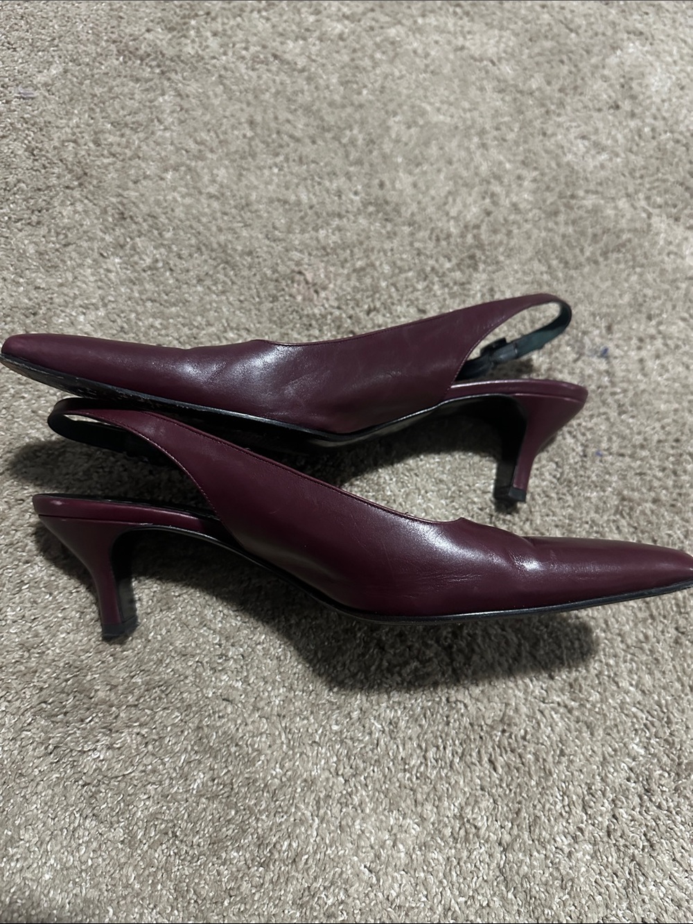 Via Spiga Burgundy Leather Slingback Pumps - Picture 3 of 7
